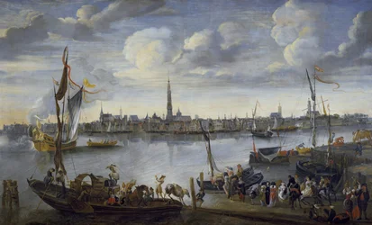 Antwerpen från Scheldts vidare strand, 1600-talet